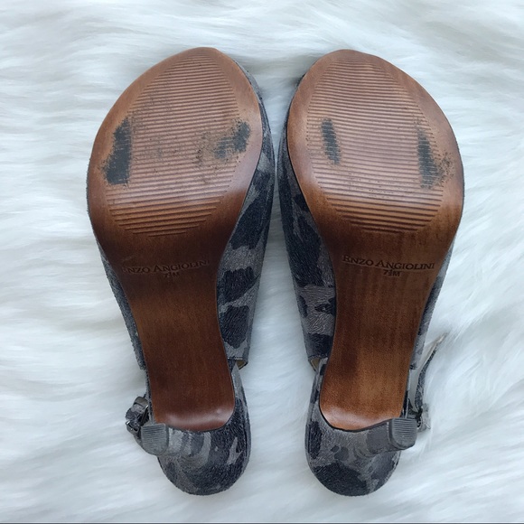 Enzo Angiolini Open Toe Gray Sling Back Heels - Picture 8 of 8